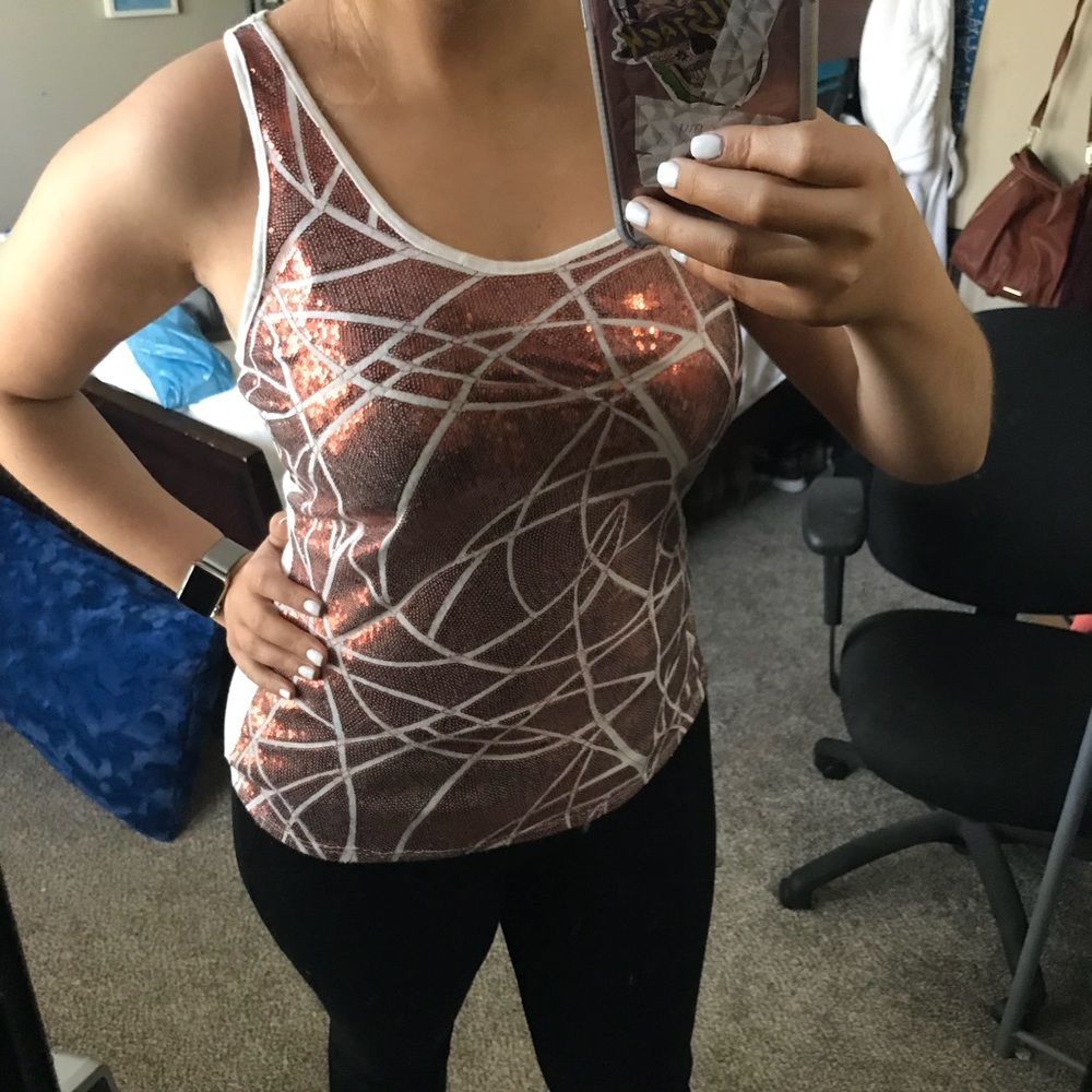 Pink sequin tank top